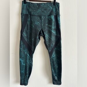 RBX Green Marble-Print w/ Mesh Active Leggings